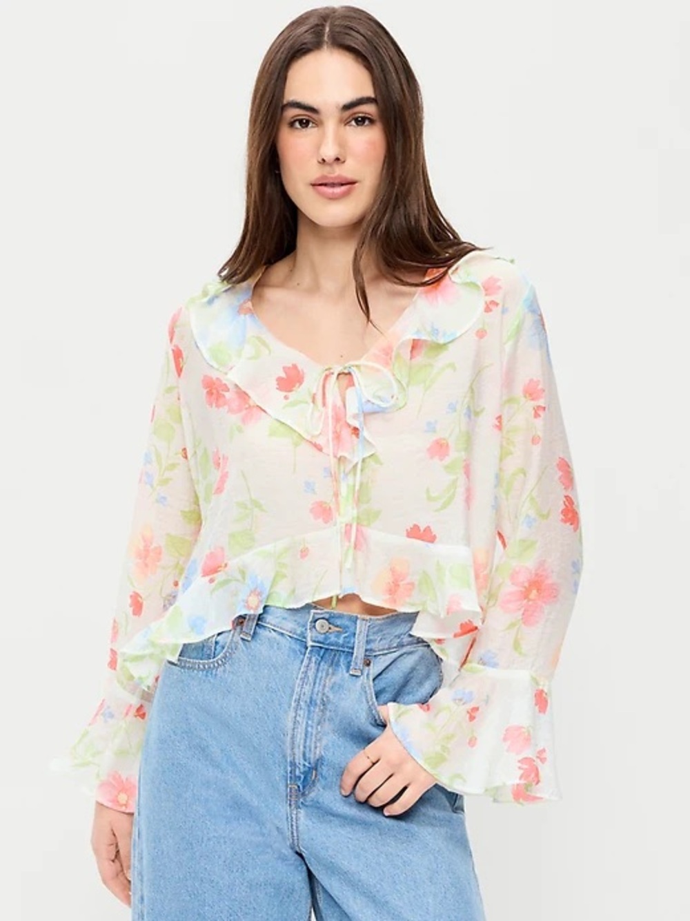 Old Navy Bell-Sleeve Ruffle Top Small NWT